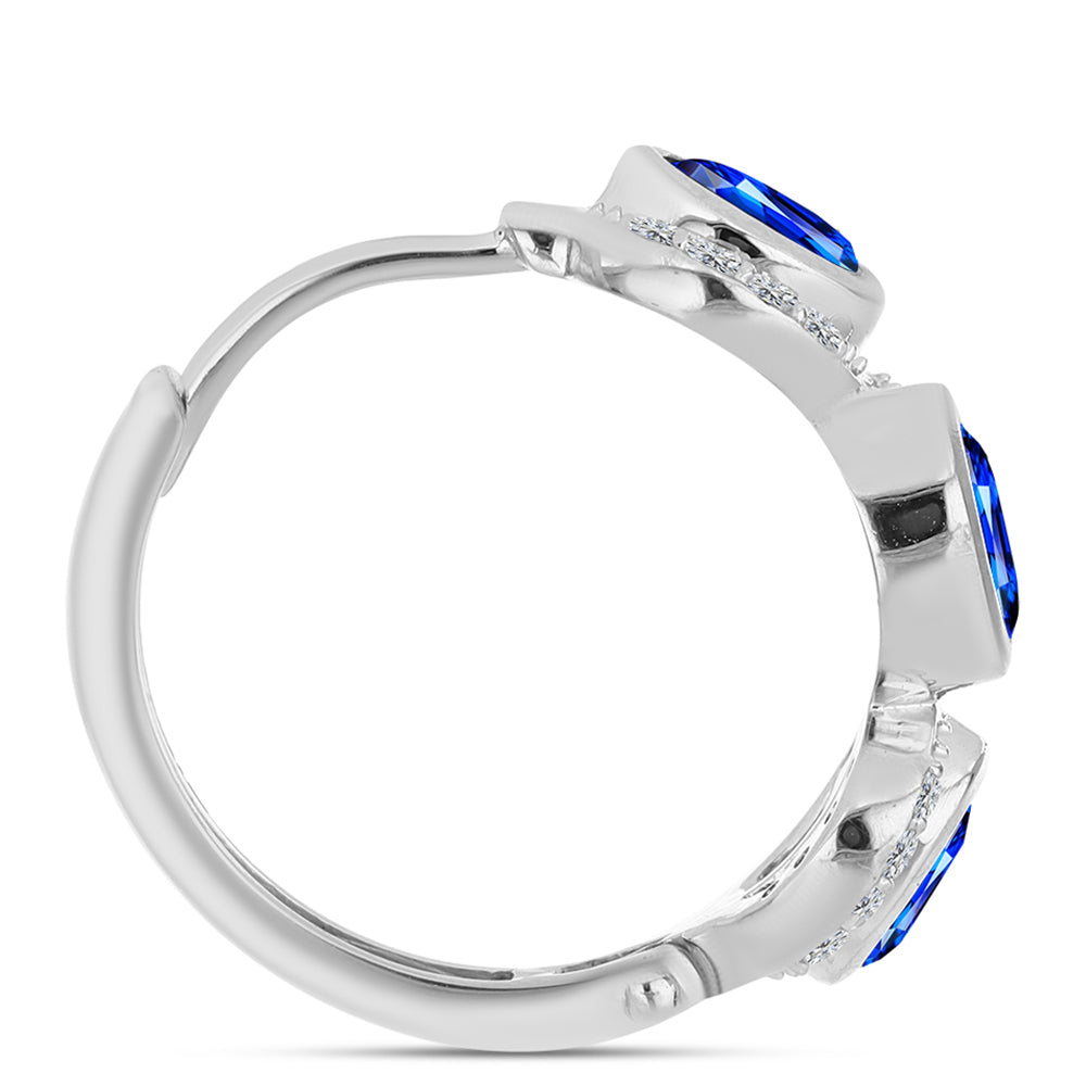 Brincos de Prata com Safira Azul Australiana e Topázio Branco