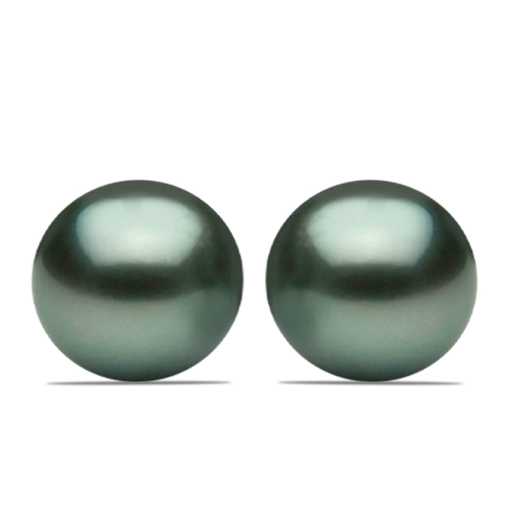 Brincos de Prata com Banho de Ouro com Pérola de água doce com tonalidade verde estilo Taiti