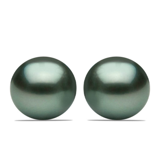 Brincos de Prata com Banho de Ouro com Pérola de água doce com tonalidade verde estilo Taiti