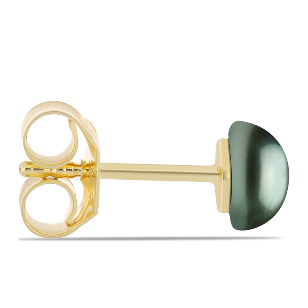 Brincos de Prata com Banho de Ouro com Pérola de água doce com tonalidade verde estilo Taiti 2 