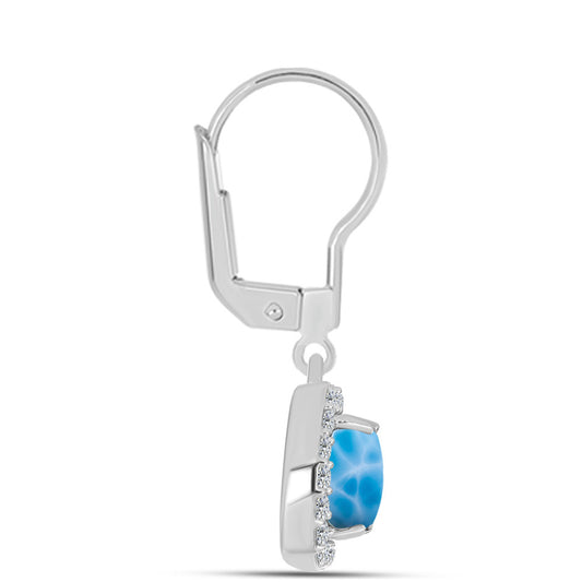 Brincos de Prata com Larimar de Barahona e Topázio Branco