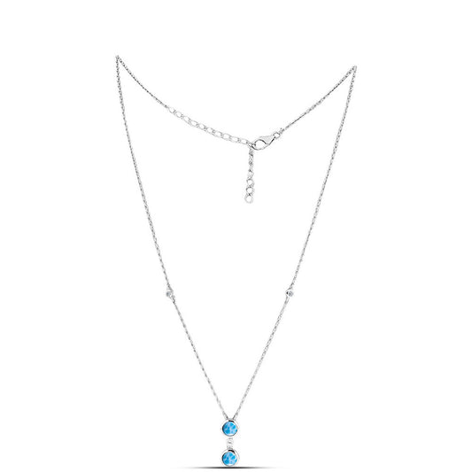 Colar de Prata com Larimar de Barahona e Topázio Branco  Contraste: Cabeca de Veado (800)