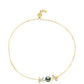 Pulseira de Prata com Banho de Ouro com Pérola de água doce com tonalidade verde estilo Taiti e Topázio Branco  Contraste: Cabeca de Veado (800)