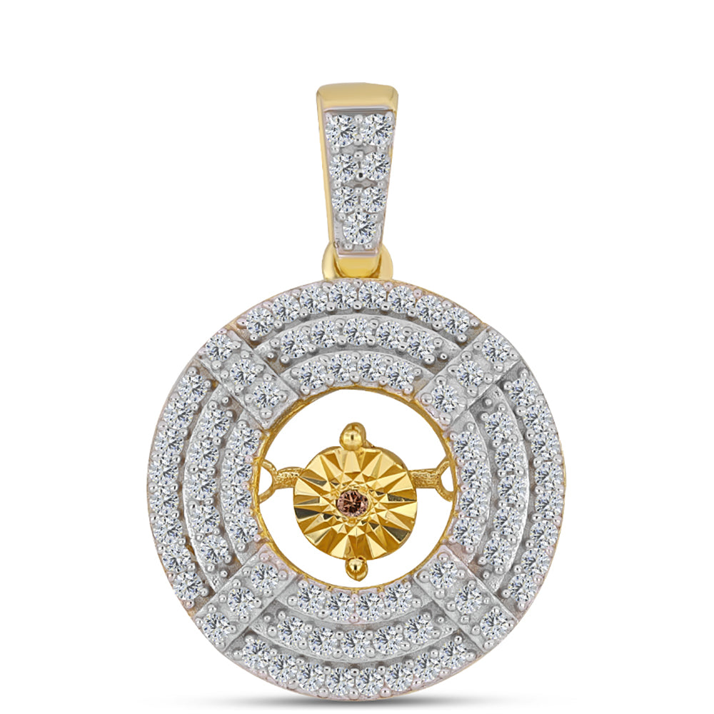 Pendente de Prata com Banho de Ouro com Diamante cor de Cognac e Topázio Branco 1 