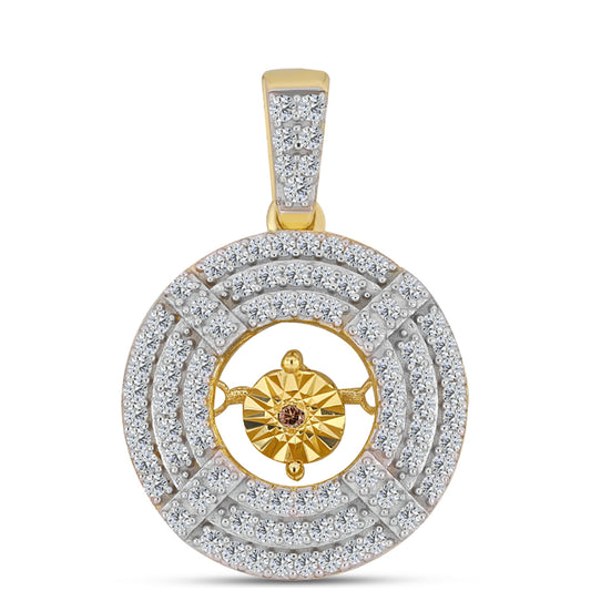Pendente de Prata com Banho de Ouro com Diamante cor de Cognac e Topázio Branco