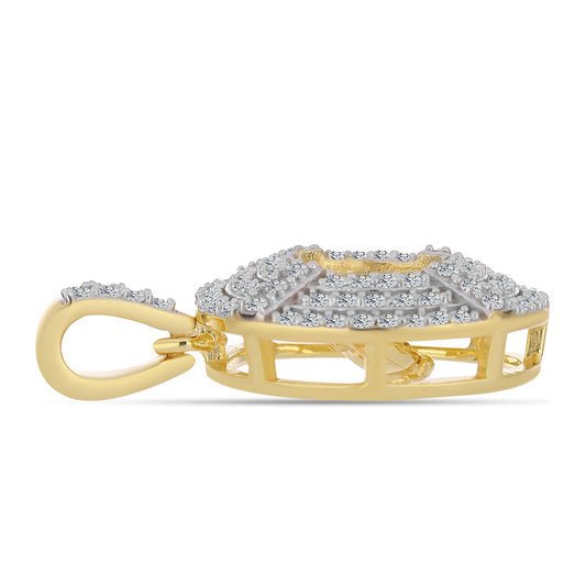 Pendente de Prata com Banho de Ouro com Diamante cor de Cognac e Topázio Branco