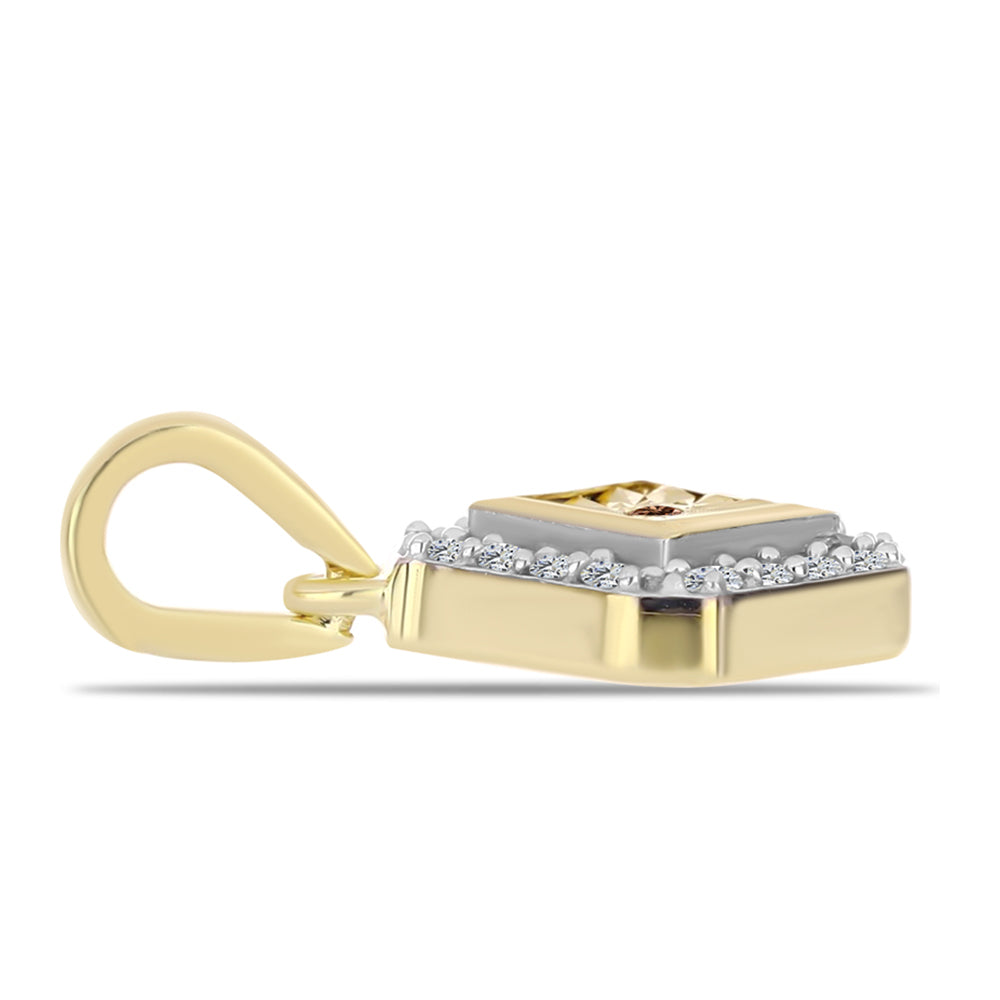 Pendente de Prata com Banho de Ouro com Diamante cor de Cognac e Topázio Branco 2 