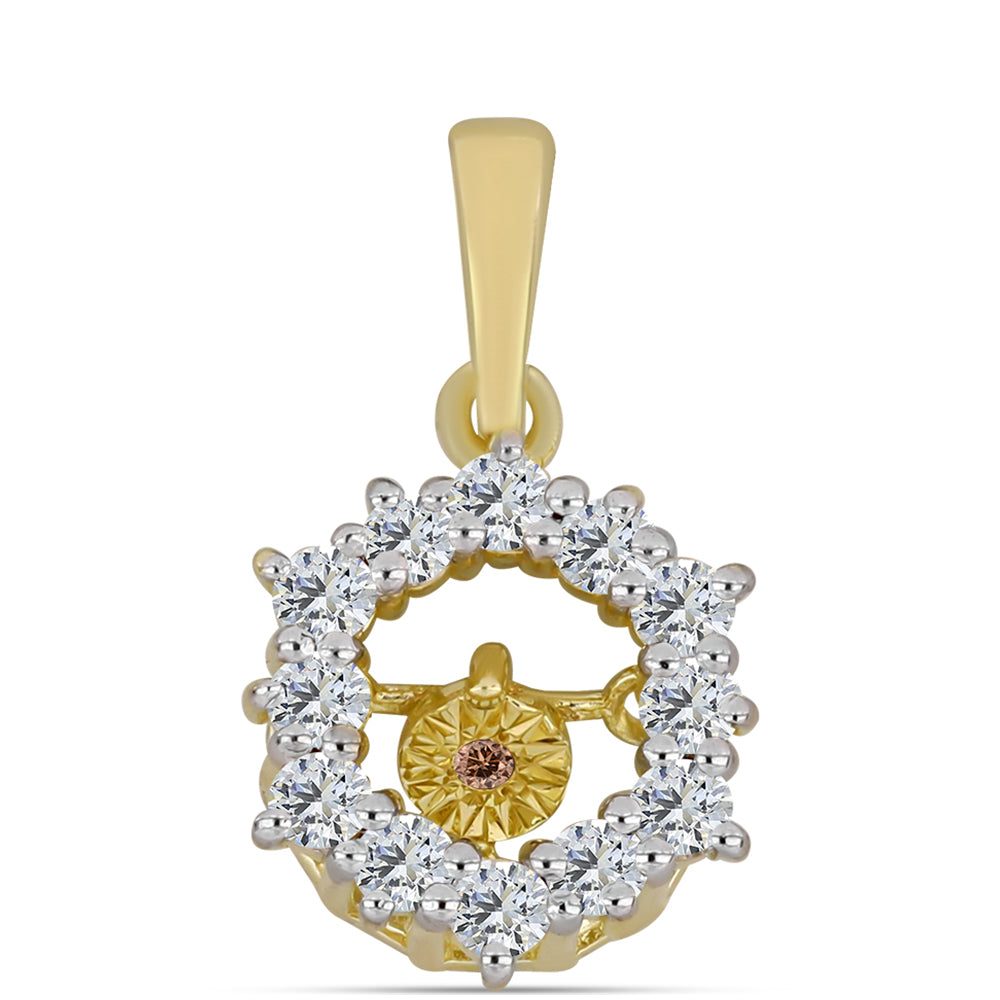 Pendente de Prata com Banho de Ouro com Diamante cor de Cognac e Topázio Branco 1 