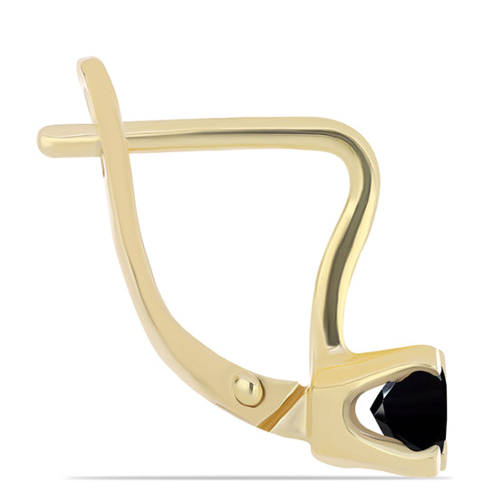 Brincos de Prata com Banho de Ouro com Ónix Preta