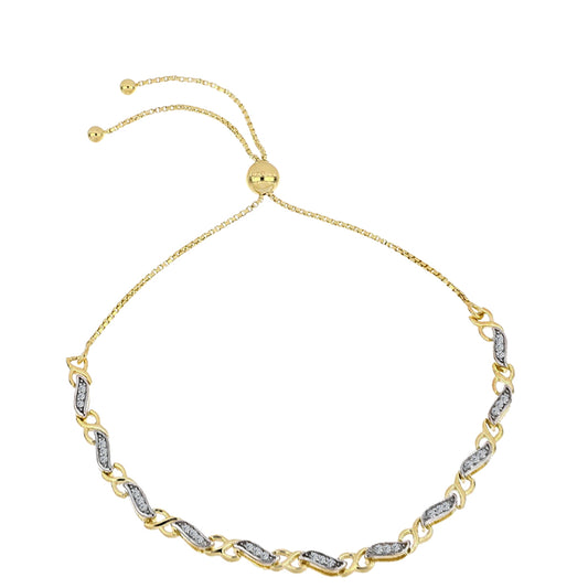Pulseira de Prata com Banho de Ouro com Diamante cor de Cognac e Topázio Branco  Contraste: Cabeca de Veado (800)