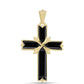 Cruz Pendente de Prata com Banho de Ouro com Ónix Preta  Contraste: Cabeca de Veado (800)