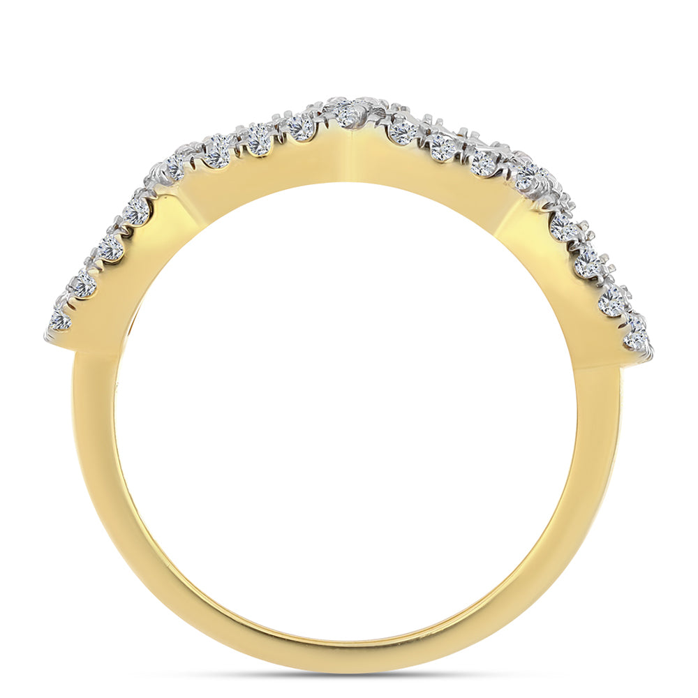 Anel de Prata com Banho de Ouro com Diamante cor de Cognac e Topázio Branco  Contraste: Cabeca de Veado (800)