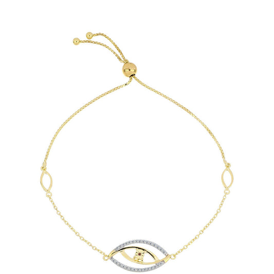 Pulseira de Prata com Banho de Ouro com Diamante cor de Cognac e Topázio Branco  Contraste: Cabeca de Veado (800)