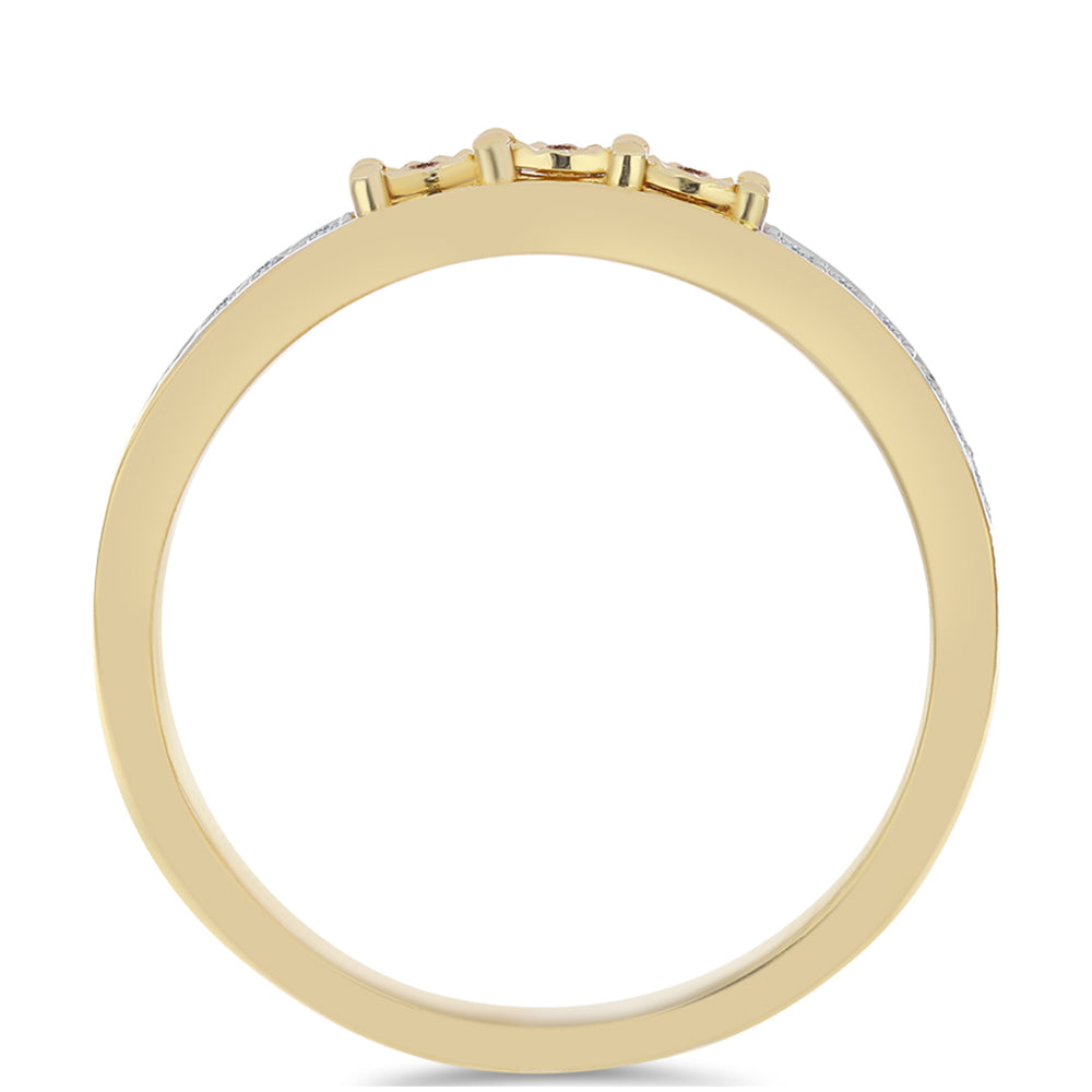 Anel de Prata com Banho de Ouro com Diamante cor de Cognac e Topázio Branco  Contraste: Cabeca de Veado (800)