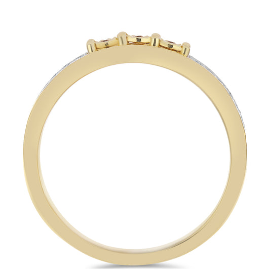 Anel de Prata com Banho de Ouro com Diamante cor de Cognac e Topázio Branco  Contraste: Cabeca de Veado (800)