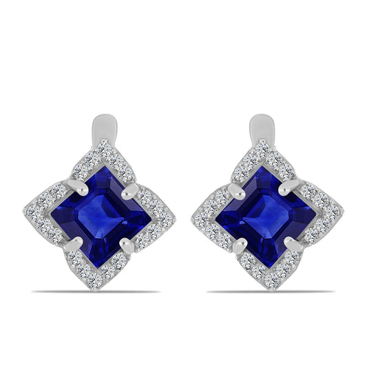 Brincos de Prata com Safira Azul Australiana e Topázio Branco