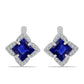 Brincos de Prata com Safira Azul Australiana e Topázio Branco