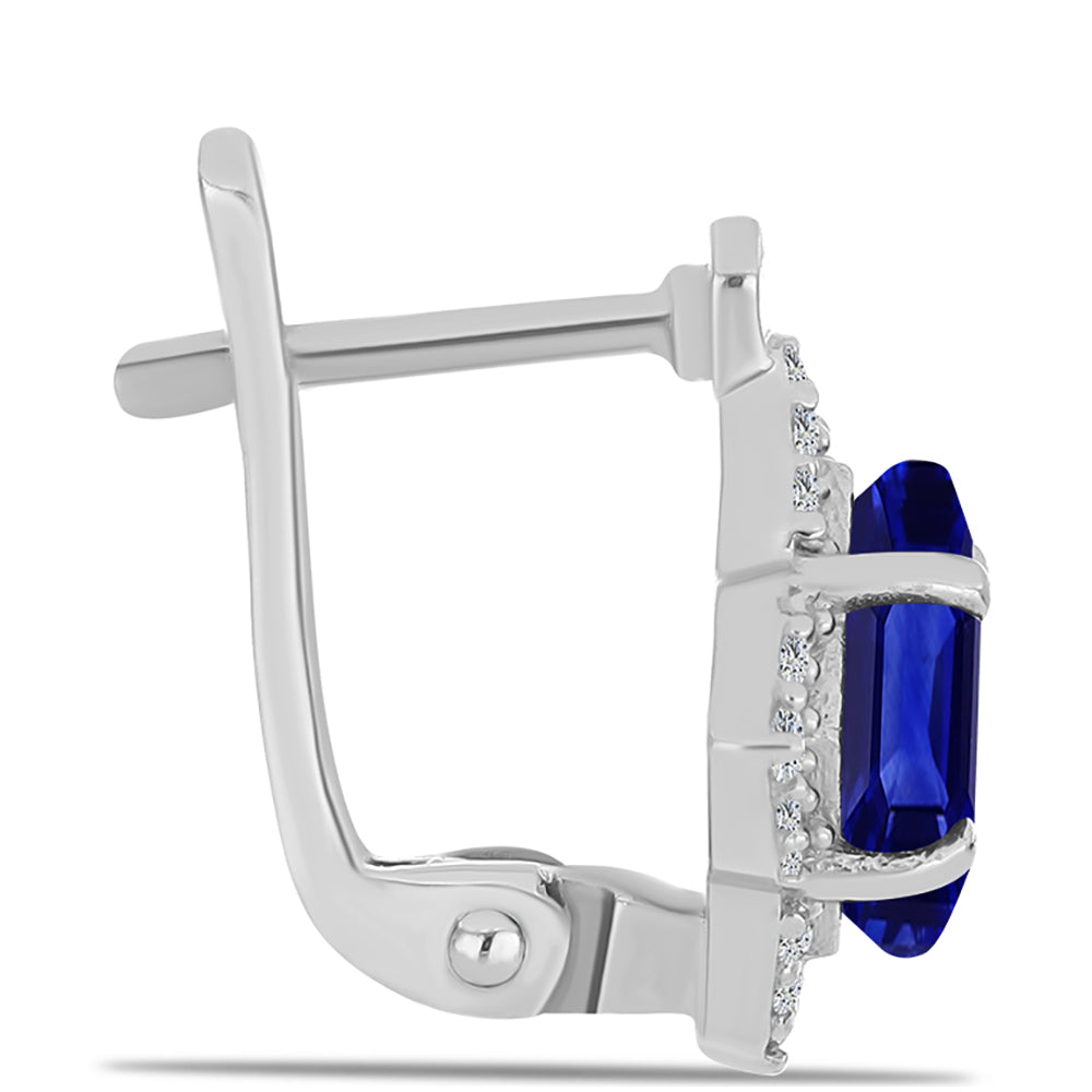 Brincos de Prata com Safira Azul Australiana e Topázio Branco 2 