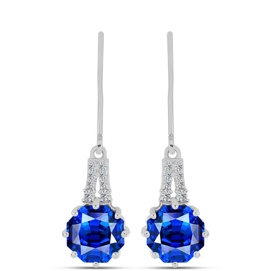 Brincos de Prata com Safira Azul Australiana e Topázio Branco