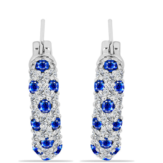Brincos de Prata com Safira Azul Australiana e Topázio Branco