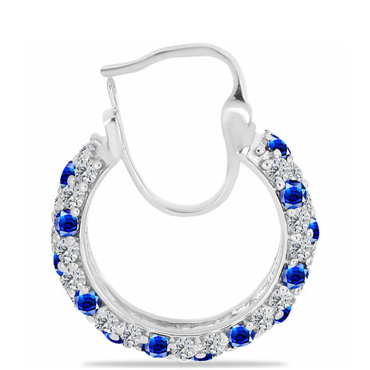 Brincos de Prata com Safira Azul Australiana e Topázio Branco
