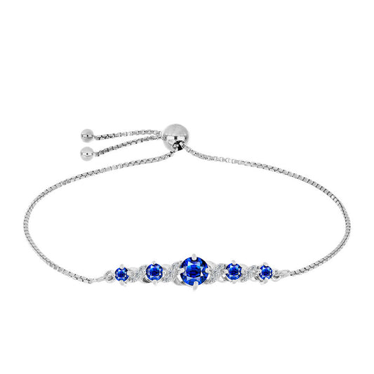 Pulseira de Prata com Safira Azul Australiana e Topázio Branco  Contraste: Cabeca de Veado (800)
