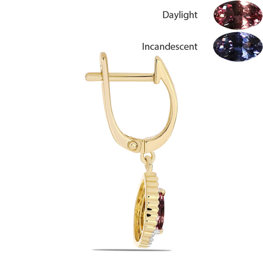 Brincos de Prata com Banho de Ouro com Granada Furta-cor de Tsivory e Topázio Branco