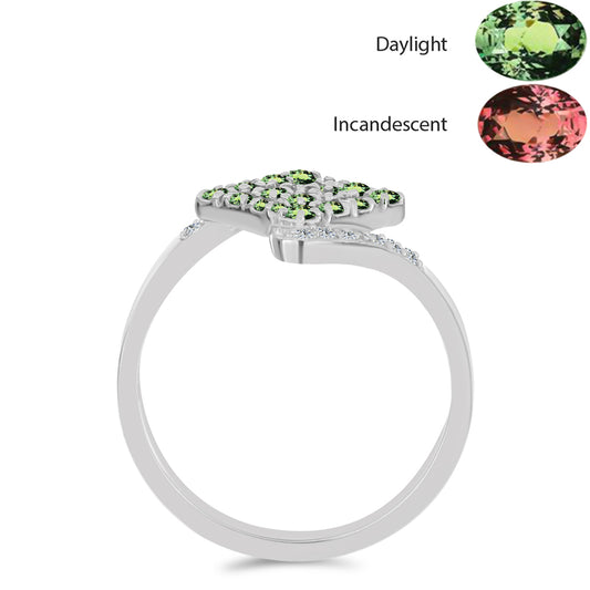 Anel de Prata com Alexandrita Natural e Topázio Branco