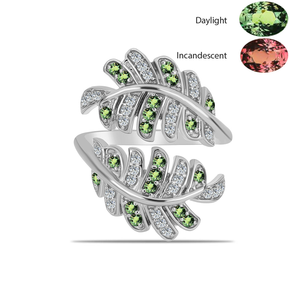 Anel de Prata com Alexandrita Natural e Topázio Branco  Contraste: Cabeca de Veado (800) 1 