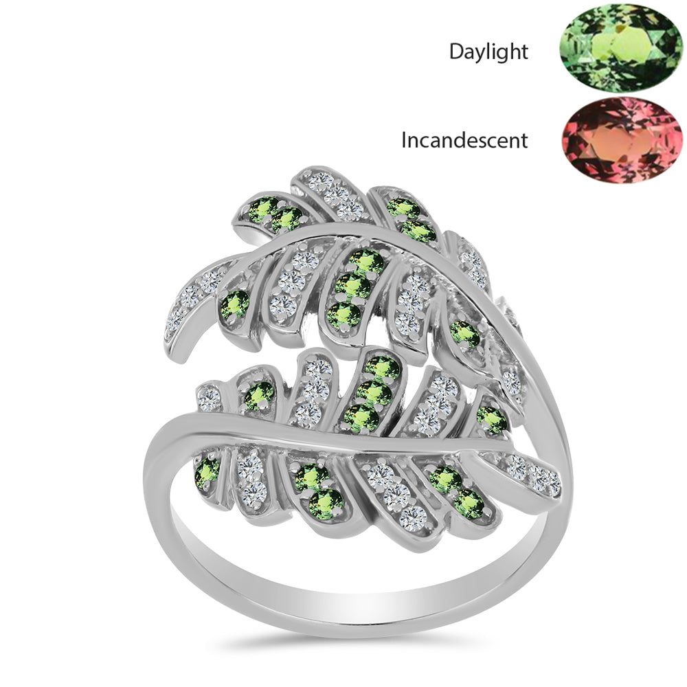 Anel de Prata com Alexandrita Natural e Topázio Branco  Contraste: Cabeca de Veado (800)