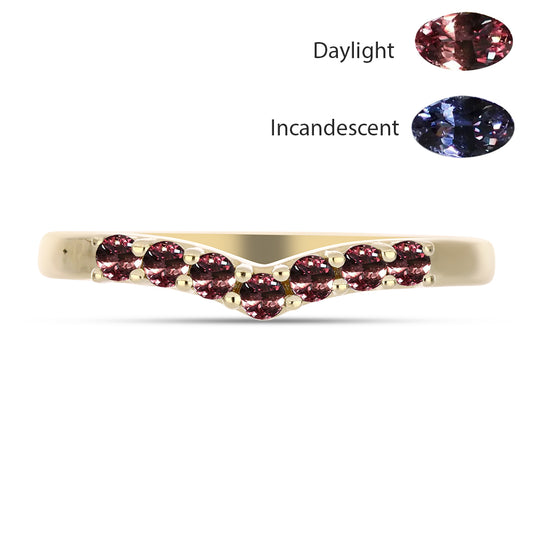 Anel de Prata com Banho de Ouro com Granada Furta-cor de Tsivory