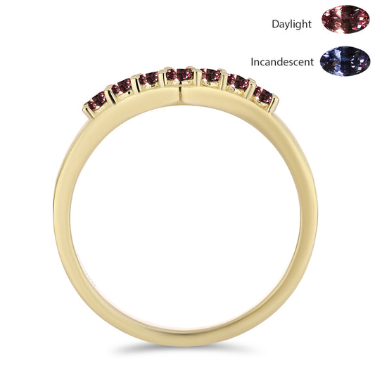 Anel de Prata com Banho de Ouro com Granada Furta-cor de Tsivory