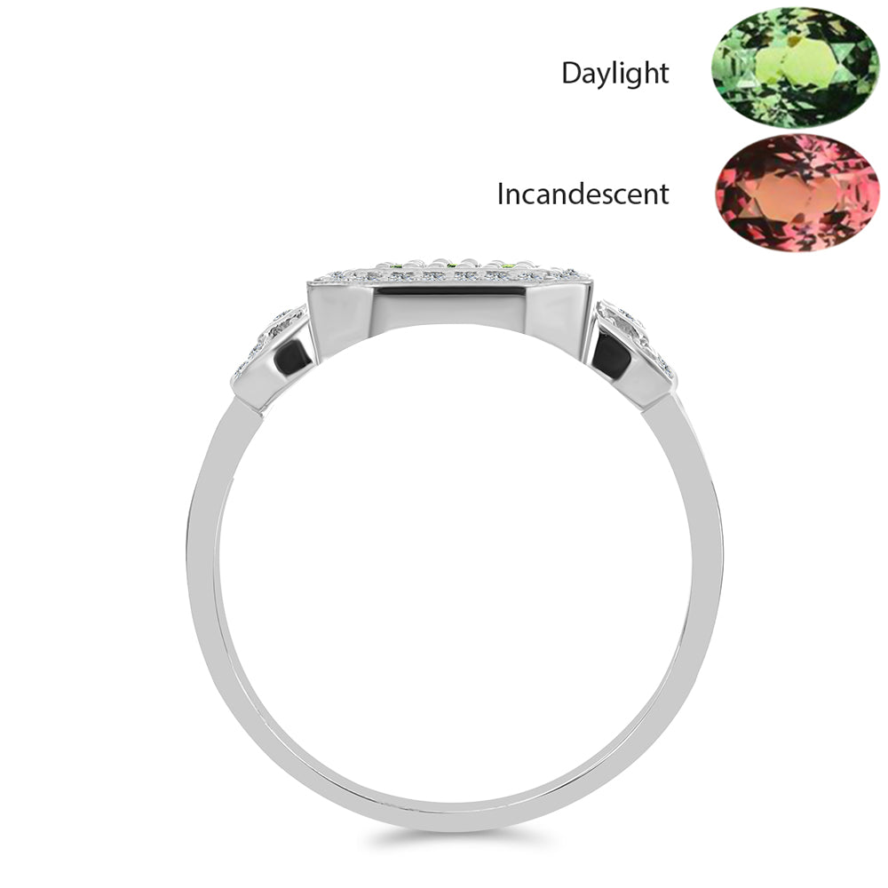 Anel de Prata com Alexandrita Natural e Topázio Branco  Contraste: Cabeca de Veado (800) 2 