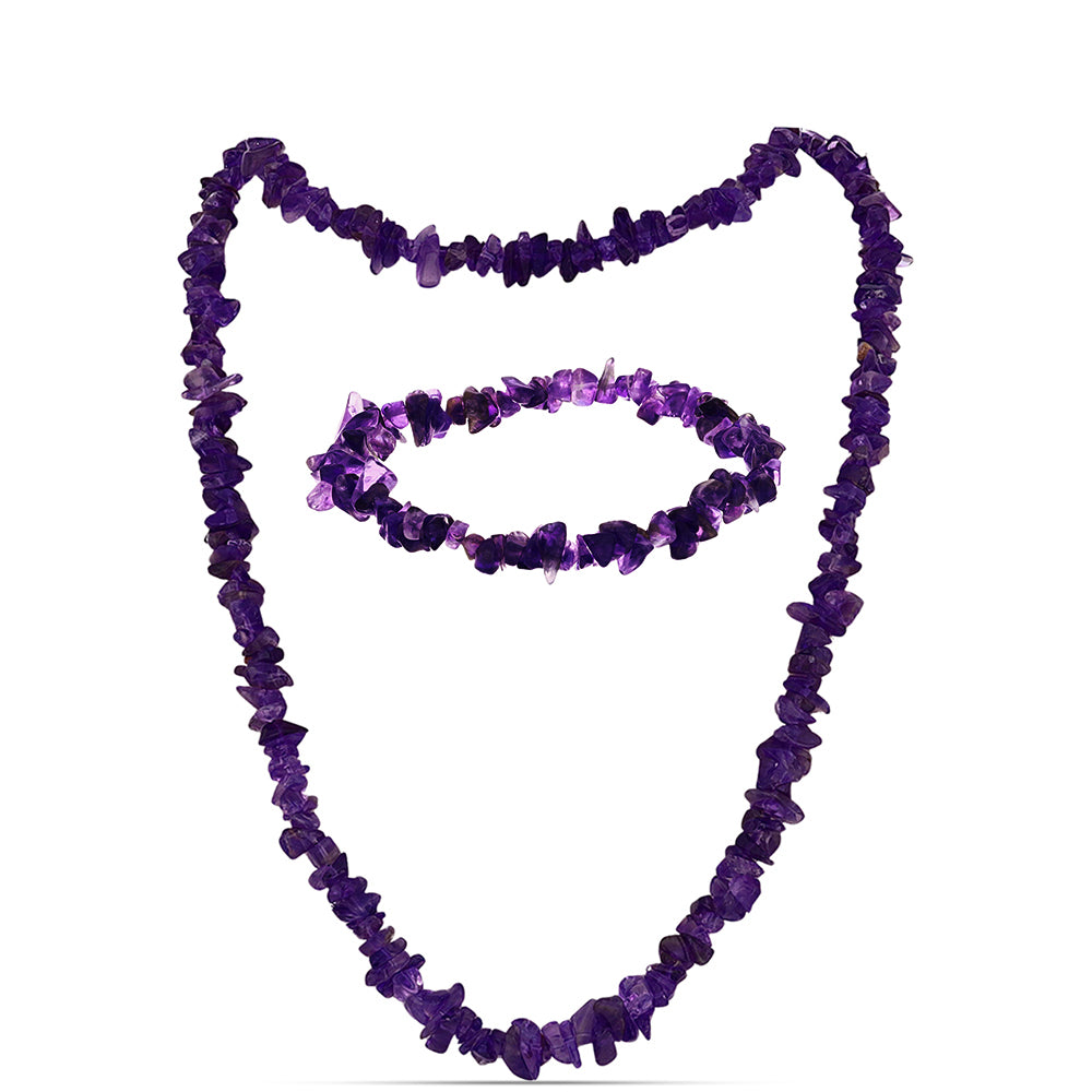 Conjunto com Ametista de Marrocos ( Colar+Pulseira ) 1 