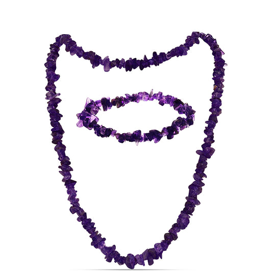 Conjunto com Ametista de Marrocos ( Colar+Pulseira )