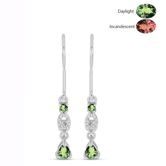 Brincos de Prata com Alexandrita Natural e Topázio Branco