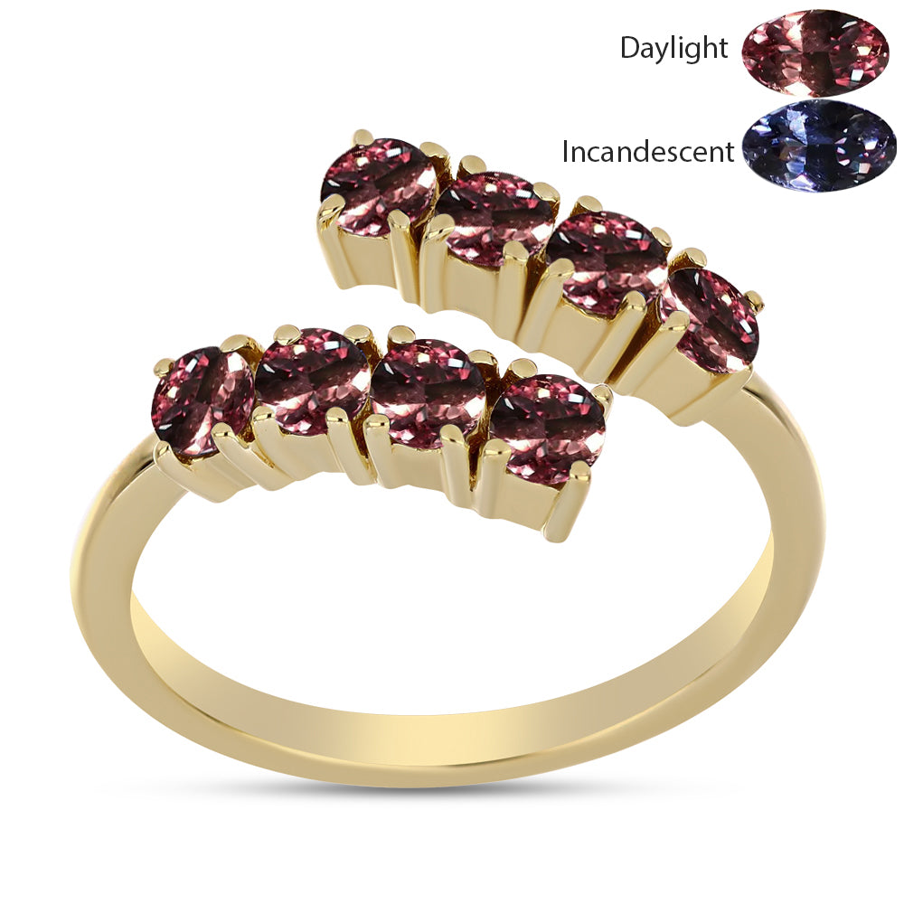 Anel de Prata com Banho de Ouro com Granada Furta-cor de Tsivory 3 