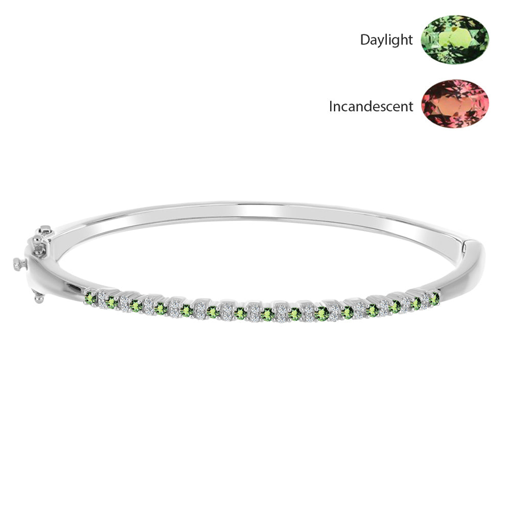 Pulseira de Prata com Alexandrita Natural e Topázio Branco  Contraste: Cabeca de Veado (800)