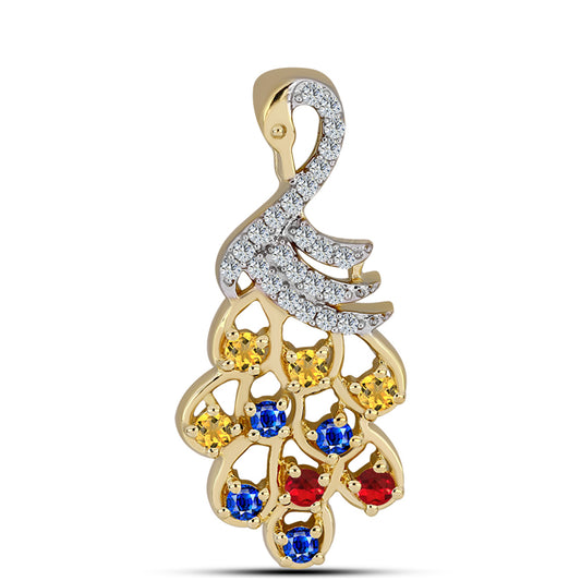 Pendente de Prata com Banho de Ouro com Safira Arco-íris e Topázio Branco