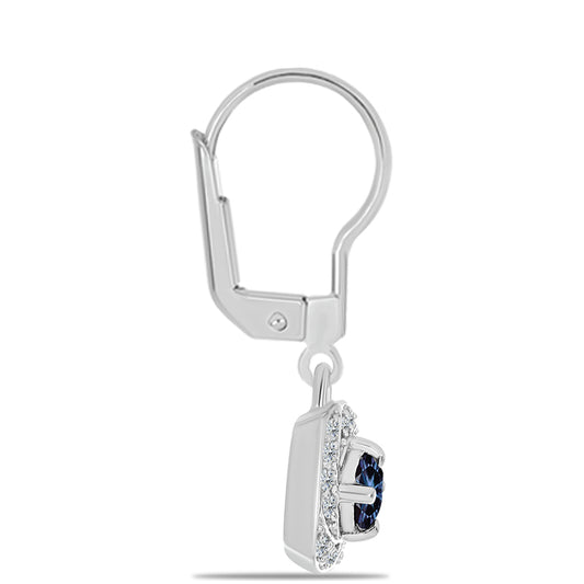 Brincos de Prata com Moissanite "Púrpura Imperial" e Topázio Branco