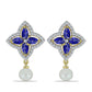 Brincos de Prata com Banho de Ouro com Lápis-lazúli e Pérola Branca de Água Doce