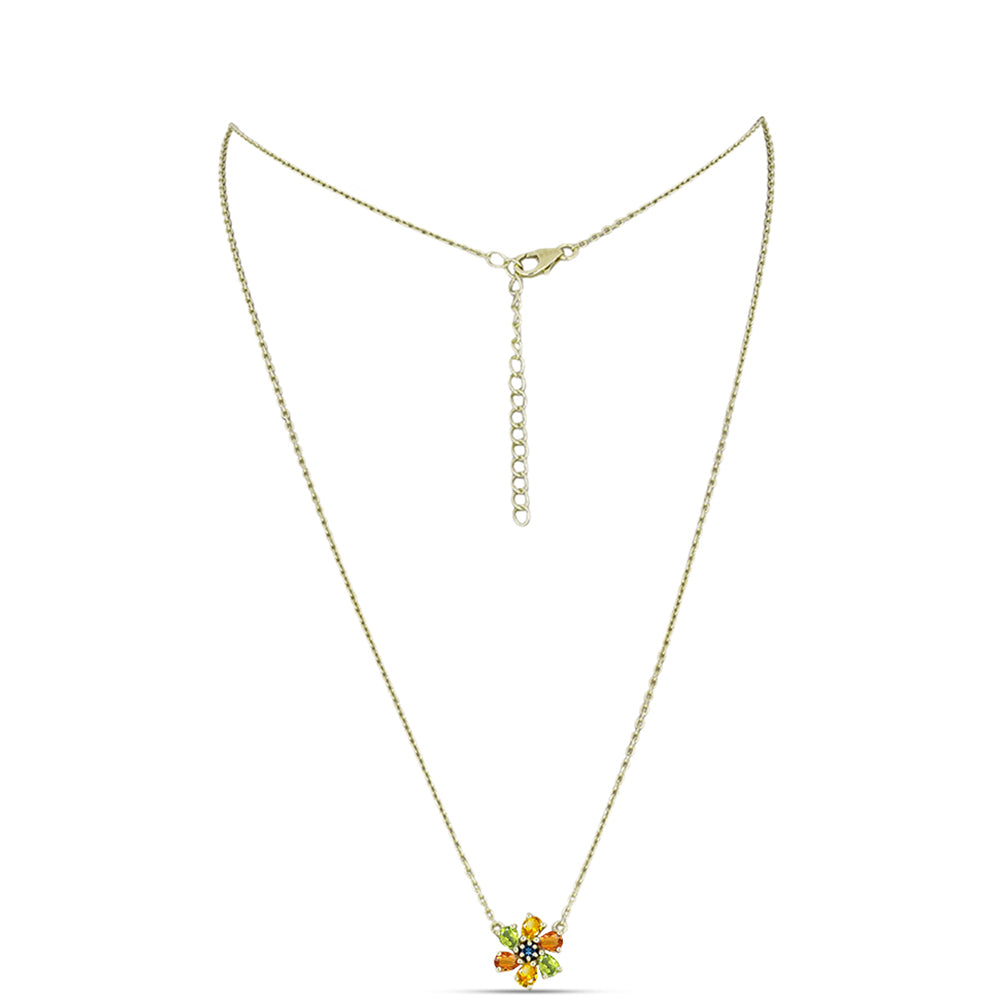 Colar de Prata com Banho de Ouro com Safira Arco-íris  Contraste: Cabeca de Veado (800) 1 