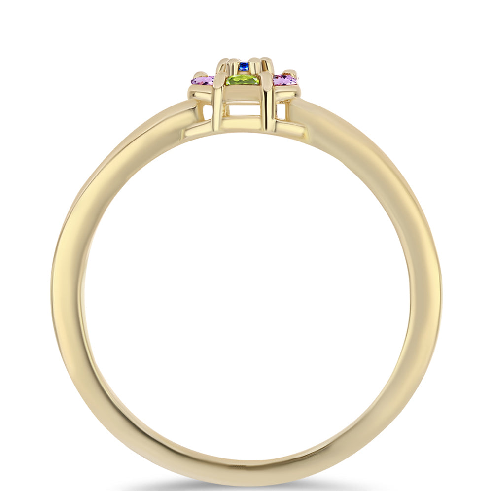 Anel de Prata com Banho de Ouro com Safira Arco-íris 3 