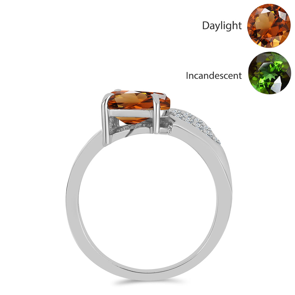 Anel de Prata com Zultanite da Anatólia certificado e cultivado em laboratório e Topázio Branco 2 