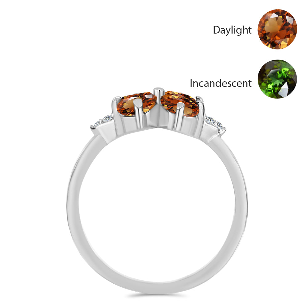 Anel de Prata com Zultanite da Anatólia certificado e cultivado em laboratório e Topázio Branco 2 