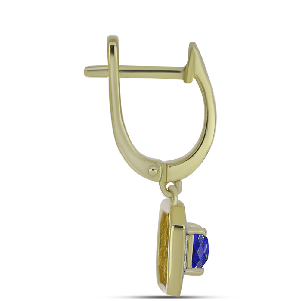 Brincos de Prata com Banho de Ouro com Lápis-lazúli e Topázio Branco 2 