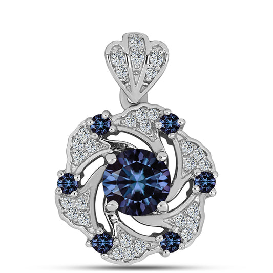 Pendente de Prata com Moissanite "Púrpura Imperial" e Topázio Branco