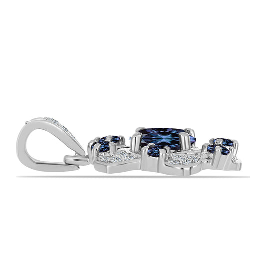 Pendente de Prata com Moissanite "Púrpura Imperial" e Topázio Branco