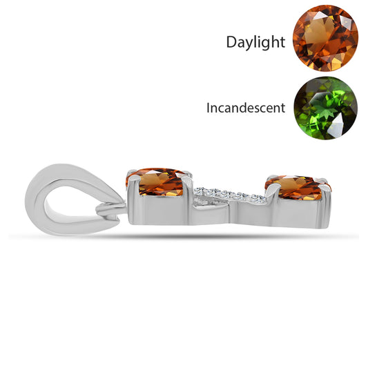 Pendente de Prata com Zultanite da Anatólia certificado e cultivado em laboratório e Topázio Branco