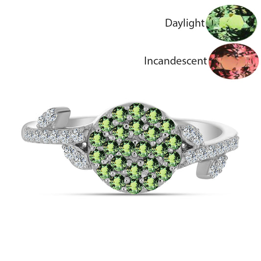 Anel de Prata com Alexandrita Natural e Topázio Branco